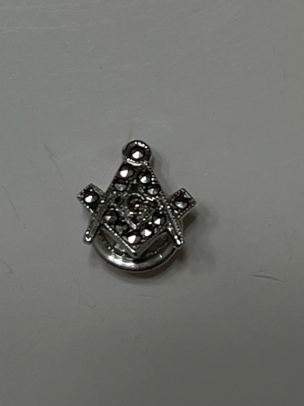 ARTEL Sterling Silver Masonic Lapel Pin/ Tie-Tac with Marcasite Crystal Accents
